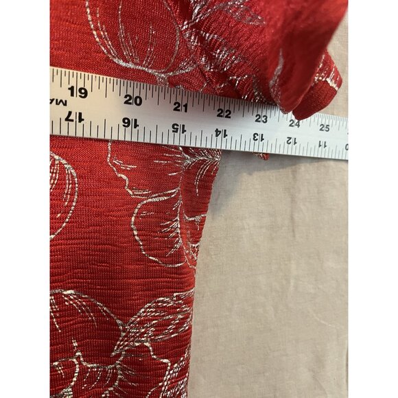 LuLaRoe Elegant Women’s 2XL Red And Silver Floral Blouse Short Sleeve - Picture 7 of 8